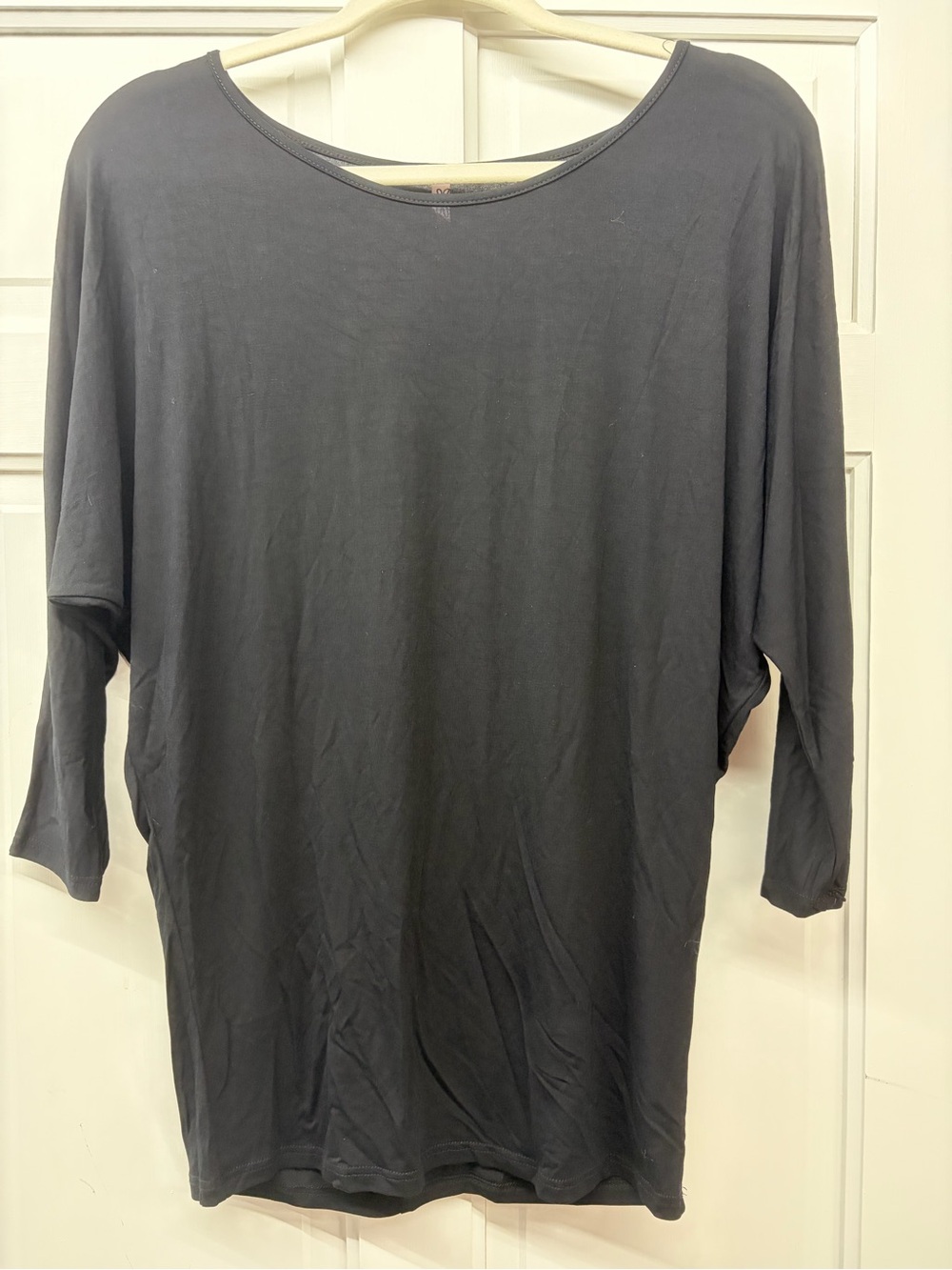 Women's Black Boatneck Dolman Sleeve Top